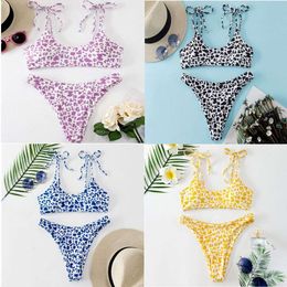 New Pit Stripe Spot Print Lace Up Three Point Colorful Sexy Bikini Women's Bikini