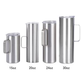 20oz skinny tumbler with handle vacuum stainless steel straight cup 30oz coffee beer mug with lid 30oz drinking mugs 0424