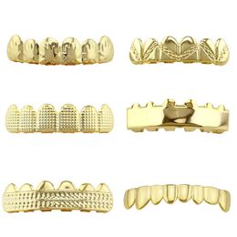 18k electroplated Teeth Grills hip-hop upper and lower teeth braces suitable for both men and women with vampire dentures