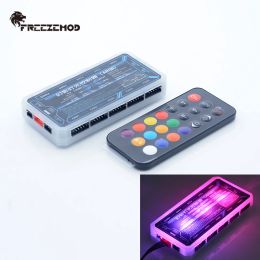 Cooling FREEZEMOD Computer Water Cooling 5V 3Pin Light Aurora RGB Remote Control Hub 110 Fans Splitter CHYKKZJX with Motherboard Sync