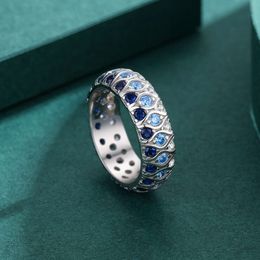 Designer Rings Sapphire Inlay Intersperse S Pure Silver Inlaid Coloured for Women's Fashion Light Luxury High Grade Full Diamond Index Finger Ring Jewellery Gift