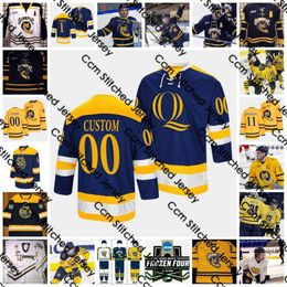 Kob 2022 NCAA Frozen Four Custom QU Quinnipiac Bobcats Hockey Jersey 12 Bryce Van Brabant 9 Ty Smilanic 11 Wyatt Bongiovanni 3 Peter DiLibe