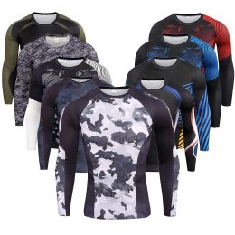 T-Shirts Shirts Fitness Long Sleeve Men's Dry Fit TShirt Gym Sportswear First Layer Tight Muscle Bodybuilding Crossfit Clothing Top