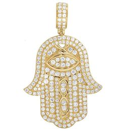 Hamsa Hand Iced Diamond Pendant 4.0 Ct Men's 14K Yellow Gold,Custom Hip Hop Jewellery