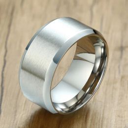Bands Vnox Basic Men's Wedding Bands Ring 10mm Stainless Steel Matte Finish Bevelled Polished Edge Comfort Fit
