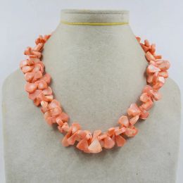 Necklaces Women's birthday party necklace. Natural pink coral jewelry 48CM