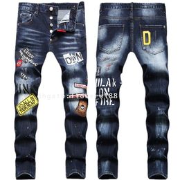 Second Square Red Men's Jeans 2024 New Fashion Print Fashion Men's Jeans Fashion Slim Pencil Mid-Rise Pants Men Lady Jeans Leather Jeans Leather Jeans Men