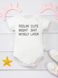 One-Pieces Simple Cosy Baby Onesies Cotton Summer Short Sleeve Newborn Boy Girl Clothes Letter Print White Romper Urban Street Casual