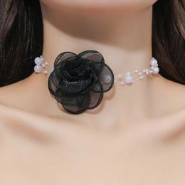 Necklaces Goth Black Lace Flower To The Neck Chains Lace Choker Necklace For Women Fashion Neck Jewelry Party Gift Necklace With A Flower