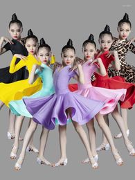 Stage Wear Children's Latin Dance Girls' Costumes Practise Short Sleeved One-piece Performance
