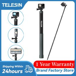 Sticks TELESIN 3M Carbon Fibre Selfie Stick Monopod Extendable With 1/4 Screw For GoPro 12 Insta360 X3 Osmo Action 3 DJI Action Camera