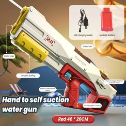 Full Automatic Powerful Water Gun Portable High Pressure Electric Spray Blaster Summer Beach Outdoor Toys for Boys Children Gift 240420