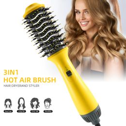 Dryer Hot Air Brush MultiFunction Hair Dryer Straightener Curler Comb One Step Professional Salon Hair Styler and Volumizer Ion Blow