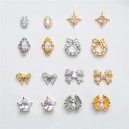 Decorations 10pcs/lot 3D Summer Starlight Shell Bow Oval Zircon Metal Alloy Nail Art Manicure Nails Accessories DIY Nail Decorations Charms