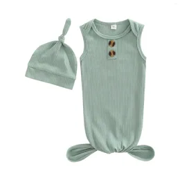 Pyjamas Born Baby Boys Girls Hat Set Soft Viscose Infant Sleeper Sleep Gown With Mittens Long Sleeve Body