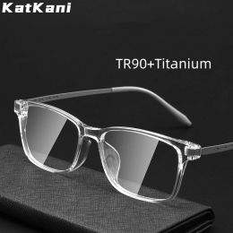 Lenses Katkani New Fashion Eyewear Retro Square Glasses Tr90 + Titanium Optical Prescription Eyeglasses Frame for Men Women 99103t