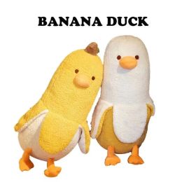 Cushions IG Kawaii Sell Well Banana Duck Plush Toys Soft Down Cotton Cartoon 50120CM Sleeping Pillow Home Sofa Bed Decoration Girl Gifts