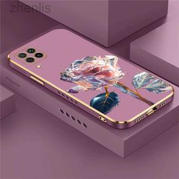 Cell Phone Cases Rose Luxury Plating Phone Case For Huawei Nova 7i 5i 8i 7 SE 9 3 4 Y70 10 Pro 5T Flowers Pattern Silicone Soft Shockproof Cover d240424