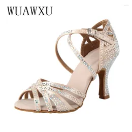 Dance Shoes NATASHA Latin Champagne Diamond Inlaid Women's High Heel Professional Catwalk Sh