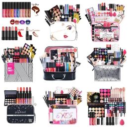 Sets POPFEEL Makeup Full Kit Female Make Up Set Eye Shadow Eyeshadow Palette Lip Gloss Mascara Eyeliner Brushes Bag Makeup for Women