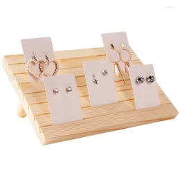 Jewellery Pouches Wooden Earring Card Holder Display Stand Rack With 10PCS Cardboard For Show