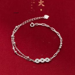 sailormoon sister bracelet designer Ailuoqi's Sier Copper Coin with Niche Design, High-end Double Layered Diamond Inlay, National Style Charm Bracelet S5978