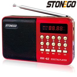 Radio STONEGO Mini Portable Radio Handheld Rechargeable Digital FM USB TF MP3 Player Stonego Speaker Devices Supplies