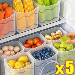 Storage Bottles 5/1Pcs Refrigerator Organizer Box Fridge Side Door Containers Plastic Translucent Kitchen Fruit Spice Food Container