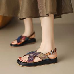 Casual Shoes Phoentin Sequined Sandals 2024 Summer Women's Platform Basic Fashion Korean Flat With 3cm Heel FT2570