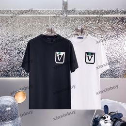 xinxinbuy Men designer Tee t shirt 2024 Italy Leather patch embroidery 1854 cotton short sleeve cotton women white black S-2XL