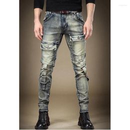 Men's Jeans 2024 Stretch Vintage Washing Drak Blue Denim Pants Autumn Summer Luxury Street Hip-Hop Style Slim Fit Men Trousers