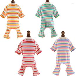 Dog Apparel Soft Material Stretchable Puppy Jumpsuit Strips Pyjamas Clothes Cat Onesie Chihuahua Pet