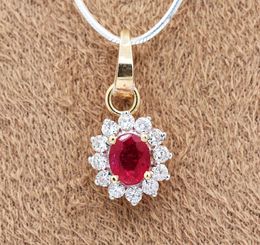 Natural Precious Ruby And Diamond 14K Solid Yellow Gold Handmade Pendant Jewelry For Wholesaler