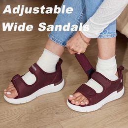 Slipper FitVille Womens Sandals Diabetic Shoes Flat Sandals Outdoor Casual Sandalias for Swollen Feet Arch Support Plantar FasciitisL2404