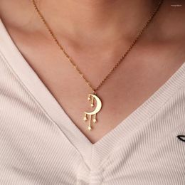 Choker Vintage Sun Moon Pendant Necklace For Women Gold Color Stainless Steel Chain Necklaces Celestial Aesthetic Jewelry Collier Mujer
