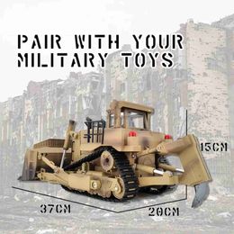Electric/RC Car 1 18 The Link D9R Rc Sapper Bulldozer 2.4G Electric Remote Control Vehicle Multifunctional Remote Control Engineering Car Toy 240424