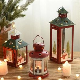 Candle Holders Christmas Lantern Light Santa Claus Decor Candlestick Portable Holder Xmas Party Ornaments Year Gifts Home