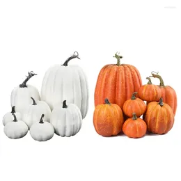 Decorative Flowers 7Pcs Artificial Pumpkins In White Halloween Ornament For Autumn Tabletop Decor Drop