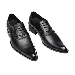 Vintage Men's Dress Genuine Leather 2024 New Style Black Oxfords Wedding Business Formal Social Shoes for Male