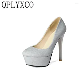 Dress Shoes QPLYXCO 2024 Sale Sexy Big Size 32-43 Women High Heels Ladies Fashion Pumps Round Toe Party Dance Wedding 4311