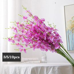 Decorative Flowers 3/5/10pcs Silk Dancing Orchid Artificial Simulation Plant For Home Living Room Wedding Decoration