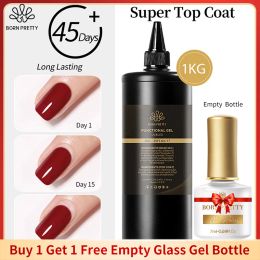 Gel BORN PRETTY 1kg No Wipe Base Gel Top Coat Gel Nail Polish Self Leveling Nail Gel Hard Gels Soak Off Gel Varnish