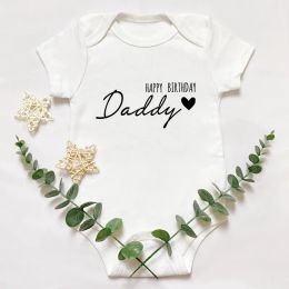 One-Pieces Happy Birthday Daddy Letters Print Baby Bodysuit Baby Grow for Infant Toddler Boys Girl 100% Cotton Romper Jumpsuit
