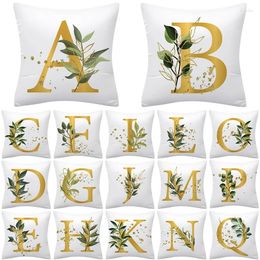 Pillow 45x45cm Yellow Flower Alphabet Letter Decorative Cover Polyester Throw Pillowcase Sofa Home PillowCover