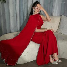 Party Dresses LIYYLHQ Arabic Burgundy Mermaid One Shoulder Evening With Cape Sleeve Woman Arabian Dubai Formal Gowns Prom Dress