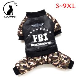 Jackets S to 9XL Large Dog Jacket Winter Warm Dog Clothes for Small Dogs Thicken Puppy Jumpsuit Camouflage FBI Big Dog Coat Pet Customes