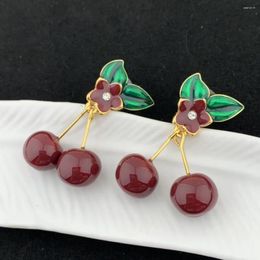 Stud Earrings Star Ming Cheerilee Vintage Cherry Glass