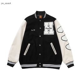 Human Made Jacket Sheep Embroidery Leather Human Made Sleeve Men's Women's Humanmade High End Luxury Lightweight Breathable Fashionable and Handsome Jacket 2350