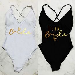 Sexy Padded Swimsuit Women Team Bride Swimwear Bikini Summer Bathing Suit Plus Size Beachwear Bachelorette Party Lady 240424