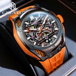 Wristwatches GELATU Original Brand Fully Automatic Mechanical Watch Waterproof Silicon Tape Men Luminous Fashion Male Wristwatch